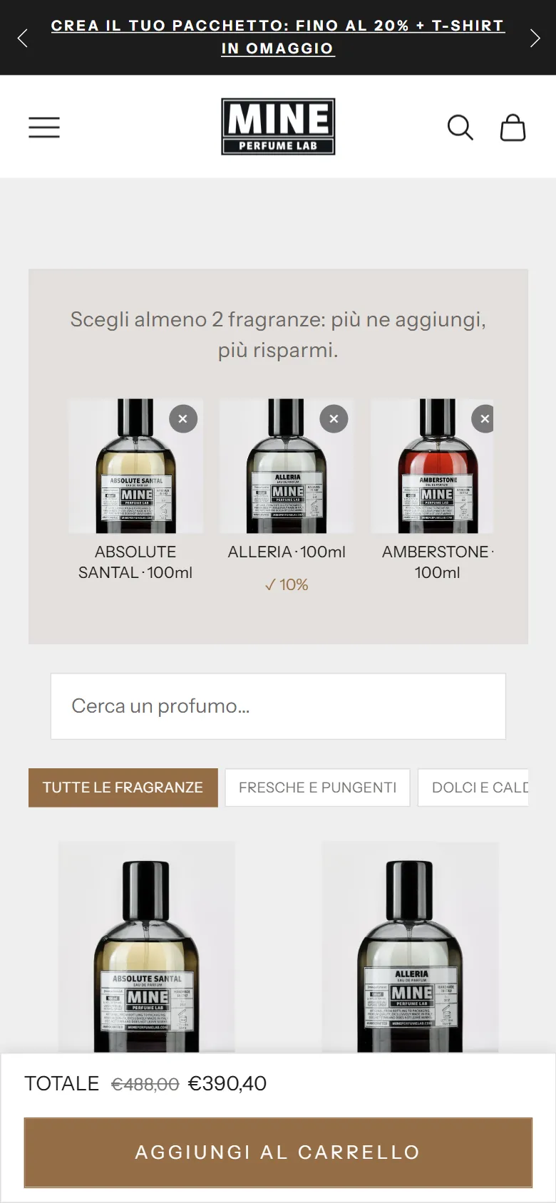 La pagina bundle sul telefono
