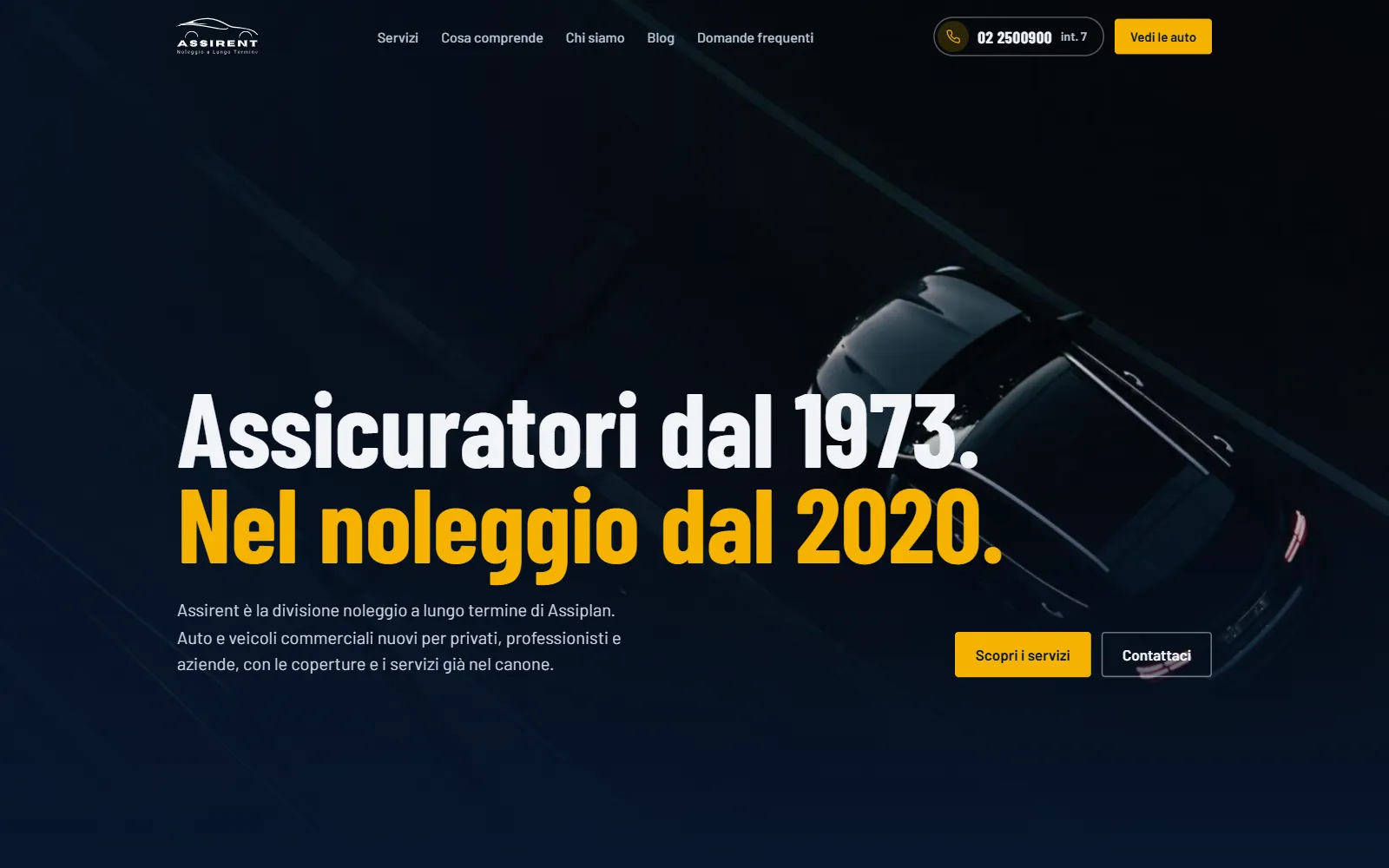 La home del nuovo sito di Assirent