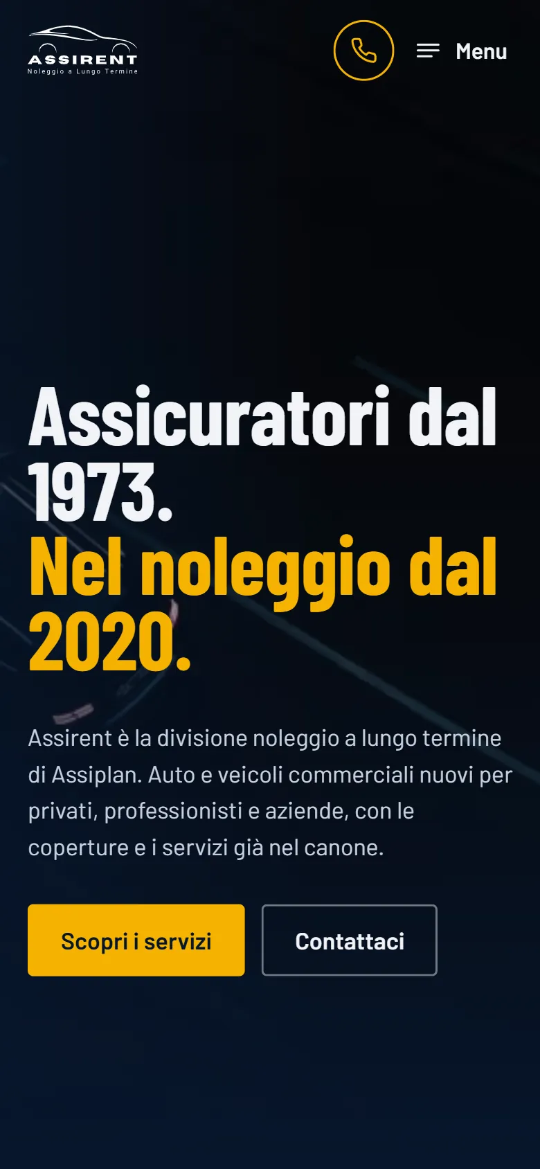 La home di Assirent sul telefono